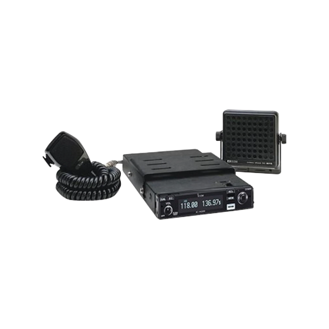 Radio móvil aéreo IC-A220 con kit de montaje MB-53 incluido.
